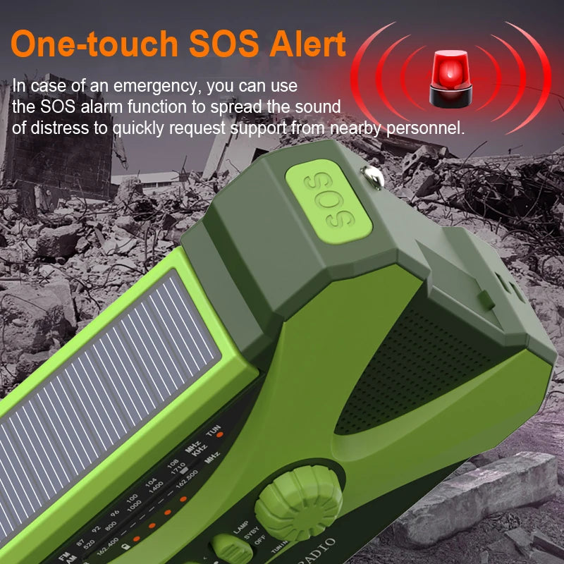 Woopker Emergency Radio 20000mAh XSY-350 FM Radio AM/WB/NOAA Weather Dual USB Rechargeable Solar SOS Alarm Power Bank Flashlight
