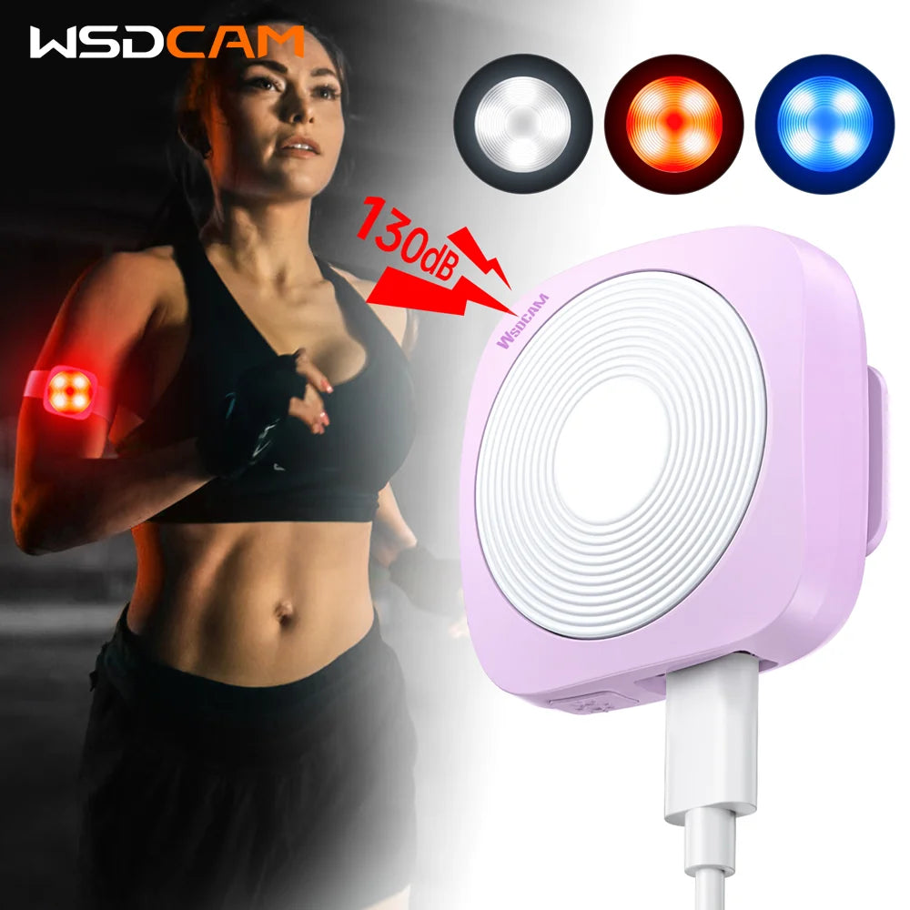 Wsdcam Personal LED Emergency Night Light + Press Tap Fast Alarm Type-C Charging 130dB Safety Self Defense Alarm with Key Chain