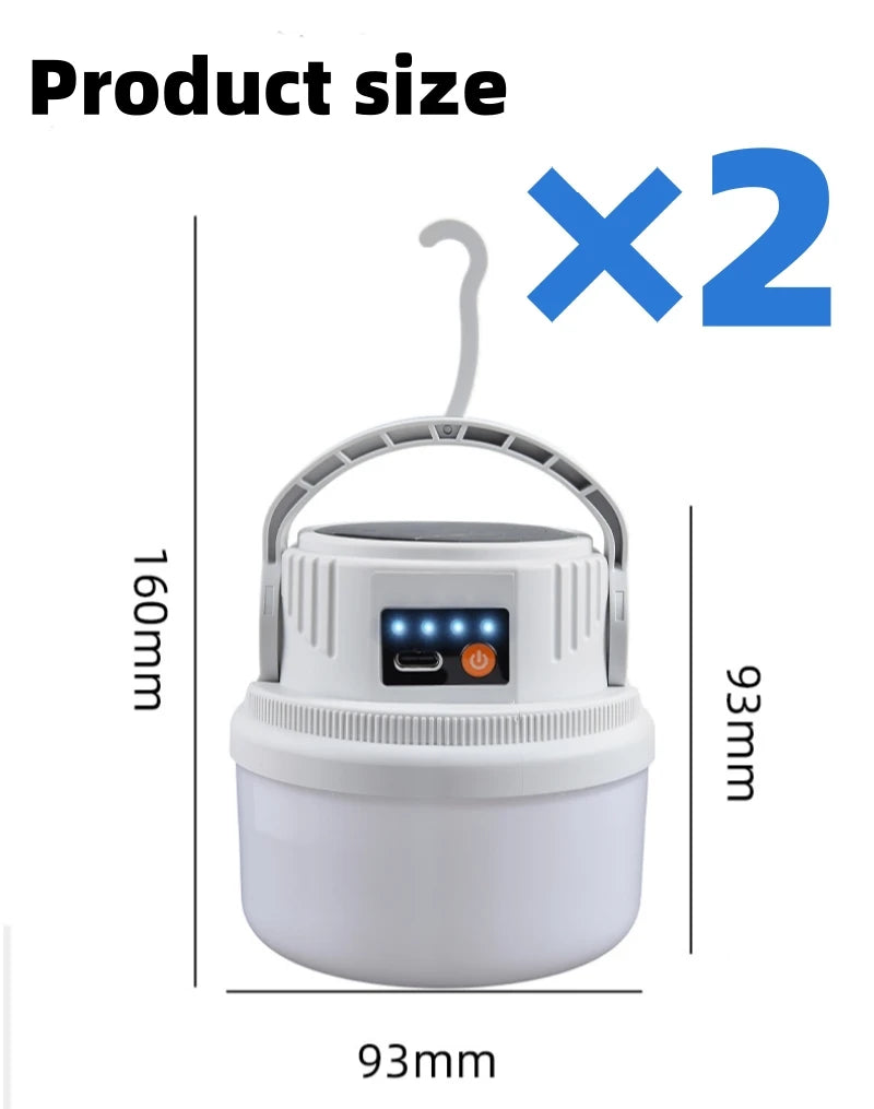 LED Solar Camping Light Solar Bulb Lanterns Rechargeable Portable Waterproof Outdoor Night Flashlight BBQ Hanging Emergency Lamp