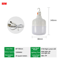200W 80W 60W High Power LED Camping Light Rechargeable Portable Lanterns Outdoor Emergency BBQ Tent Lighting Lamp Bulb with Hook