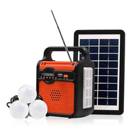 Solar Panel Generator Kit with 3 LED Bulbs Bluetooth Radio Speaker for Outdoor Camping Emergency Power Supply