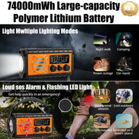 Woopker Emergency Radio 20000mAh XSY-350 FM Radio AM/WB/NOAA Weather Dual USB Rechargeable Solar SOS Alarm Power Bank Flashlight