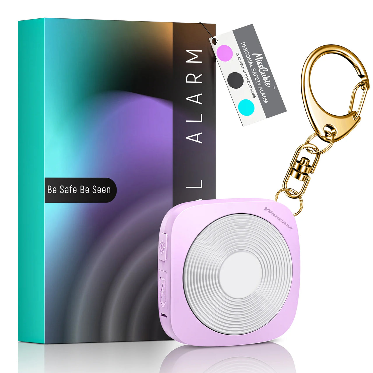 Wsdcam Personal LED Emergency Night Light + Press Tap Fast Alarm Type-C Charging 130dB Safety Self Defense Alarm with Key Chain