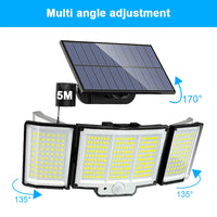 Solar Lights Outdoor 348LED 3 Heads Waterproof Solar Powered Security Flood Lights Motion Sensor Outdoor Lights For Garden