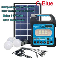 Solar Panel Generator Kit with 3 LED Bulbs Bluetooth Radio Speaker for Outdoor Camping Emergency Power Supply