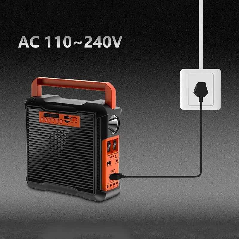 Solar Panel Generator Kit with 3 LED Bulbs Bluetooth Radio Speaker for Outdoor Camping Emergency Power Supply