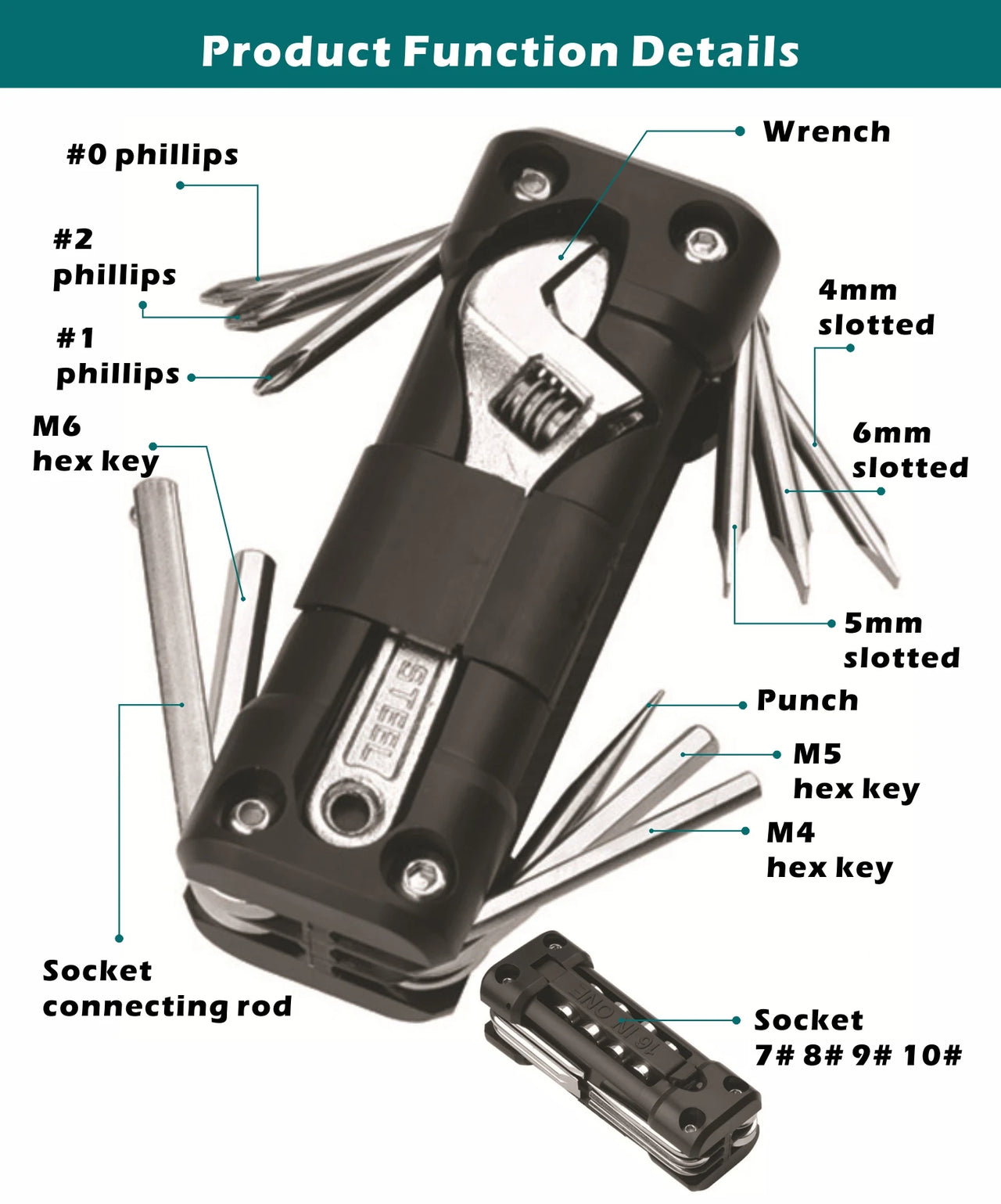 Multifunctional Combination Tool Outdoor Camping Bicycle Bike Motorcycle Multitool Wrench Screwdriver Hex Screw Driver Motor Kit