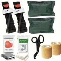Comprehensive first aid trauma kit with first aid bandage, durable tourniquet, triangle bandage, disinfectant pad, scissors - Seeds-or-Survival