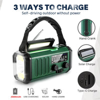 Woopker Emergency Radio 20000mAh XSY-350 FM Radio AM/WB/NOAA Weather Dual USB Rechargeable Solar SOS Alarm Power Bank Flashlight