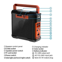 Solar Panel Generator Kit with 3 LED Bulbs Bluetooth Radio Speaker for Outdoor Camping Emergency Power Supply