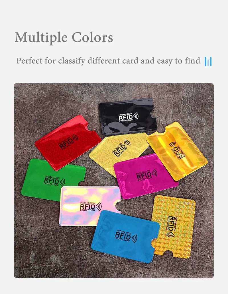 10pcs Anti-Scan Card Sleeve Credit NFC RFID Card Protector Anti-magnetic Aluminum Foil Portable Bank Card Holder