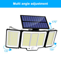 Solar Lights Outdoor 348LED 3 Heads Waterproof Solar Powered Security Flood Lights Motion Sensor Outdoor Lights For Garden