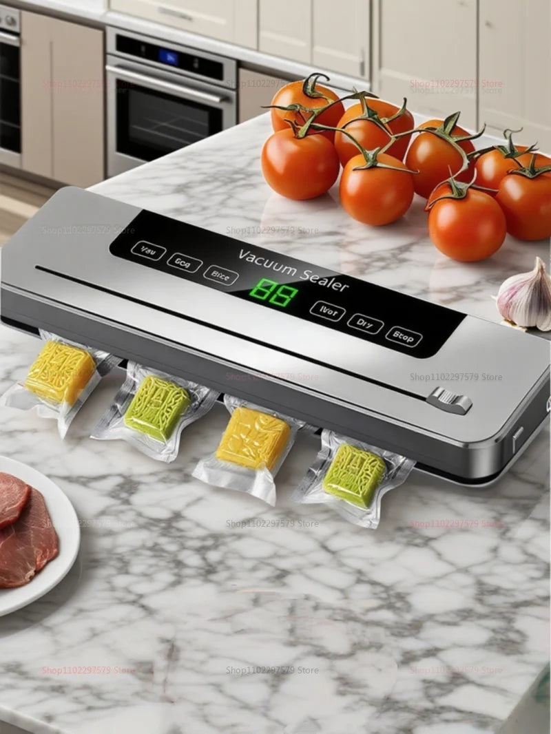 Electric Vacuum Sealer Built-In Cutter Knife Dry/Wet Food Sealed Packaging Kitchen Food Preservation Vacuum Packaging Machine