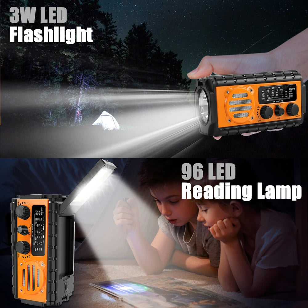 Woopker Emergency Radio 20000mAh XSY-350 FM Radio AM/WB/NOAA Weather Dual USB Rechargeable Solar SOS Alarm Power Bank Flashlight