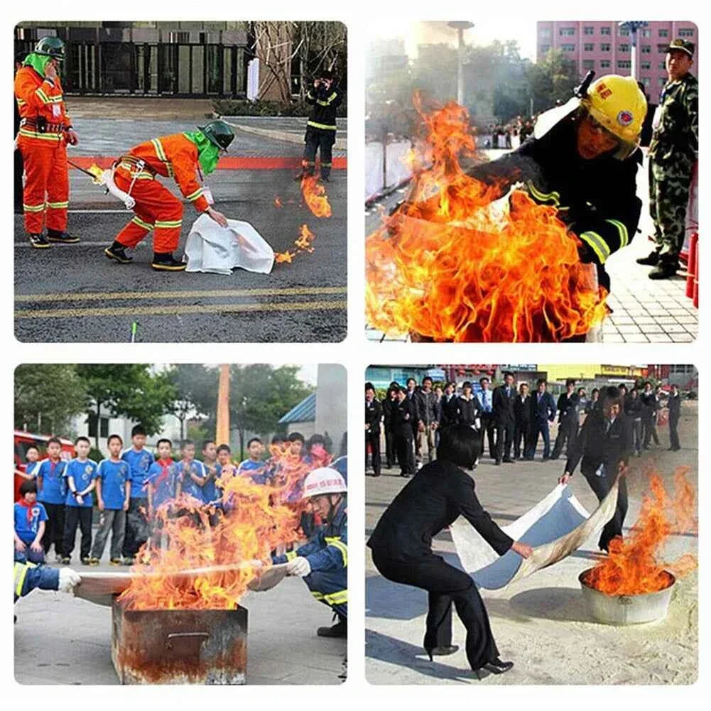 Fire Flame Retardant Emergency Blanket Survival Shelter Safety Cover Fire Extinguisher Reusable Fireproof Mat