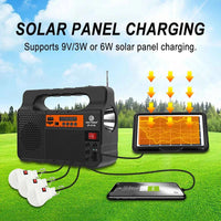Solar Panel Generator Kit with 3 LED Bulbs Bluetooth Radio Speaker for Outdoor Camping Emergency Power Supply