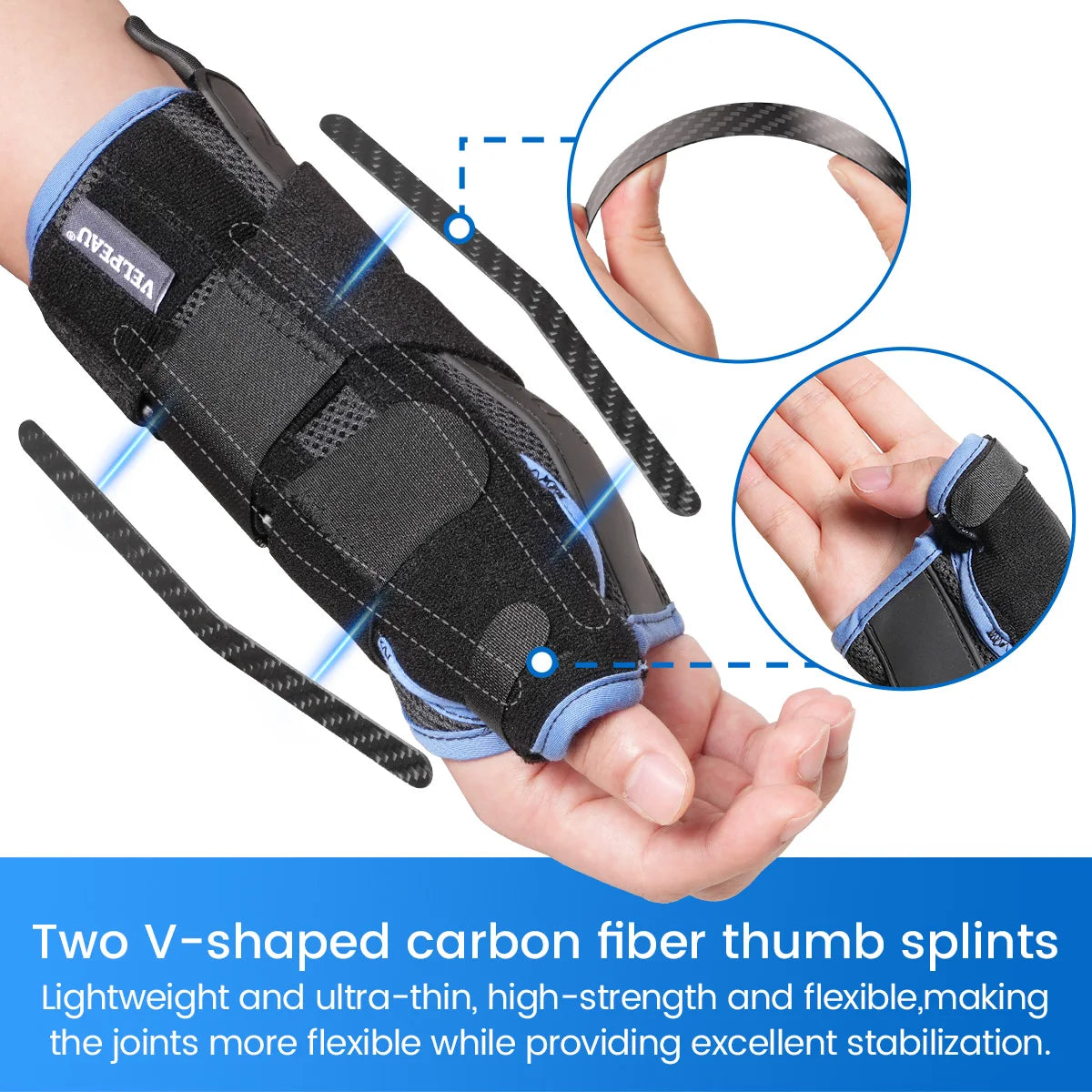 VELPEAU Wrist Brace for Arthritis Pain and Sprain Stable and Breathable Wrist Splint with Thumb Support for Men and Women