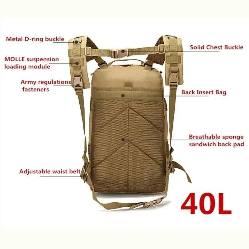 20L/40L Outdoor Rucksacks Tactical Backpack Sports Camping Hiking Trekking Fishing Hunting Bag
