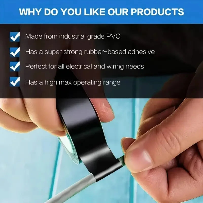 50m Heat-Resistant Black Rubber Electrical Tape - Durable, Flexible Insulating Adhesive for Industrial, Home Appliances & Mechan