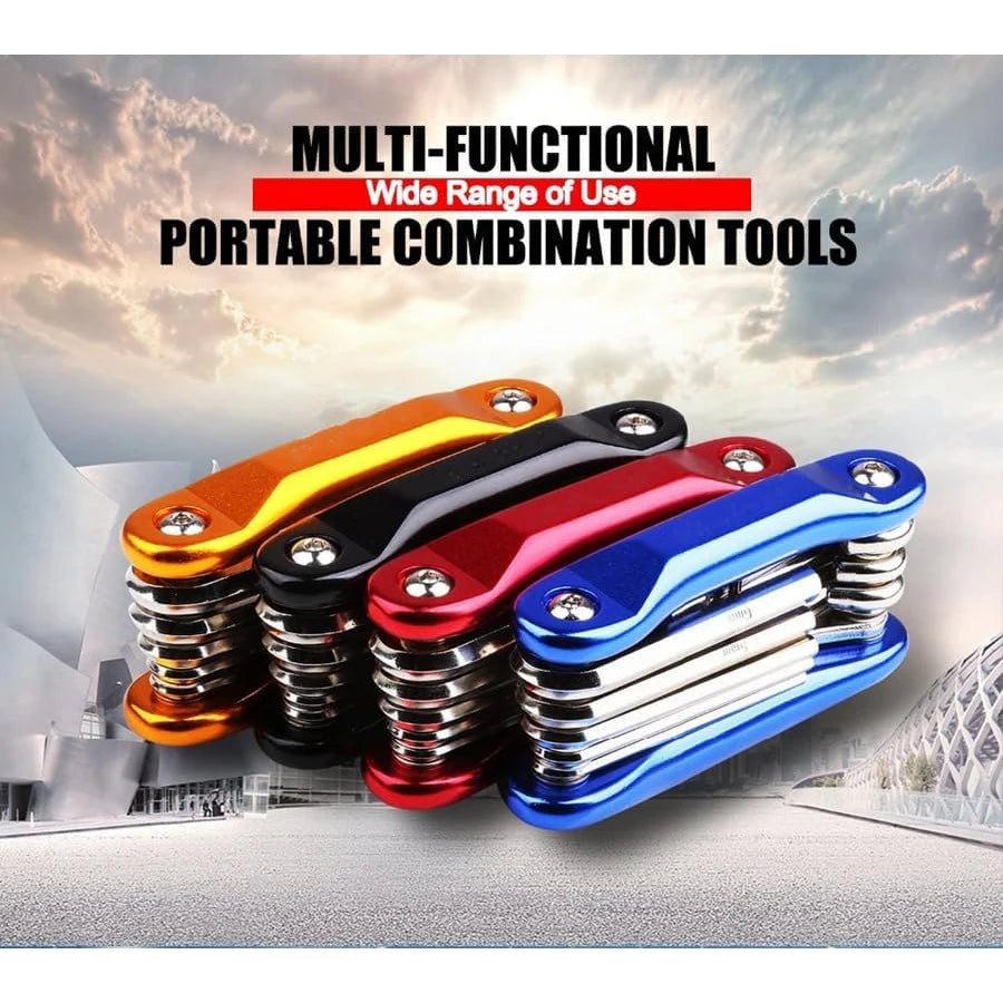 11-in-1 Bike Tool Mini Multitool Kit - Lightweight Stainless Steel Tool Wrench, Screwdriver, Chain, Hexagon Wheel Spoke