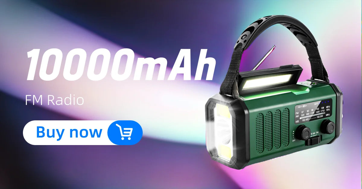 Woopker Emergency Radio 20000mAh XSY-350 FM Radio AM/WB/NOAA Weather Dual USB Rechargeable Solar SOS Alarm Power Bank Flashlight