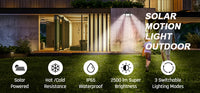 Solar Outdoor Lights Remote Control 3 Heads Motion Sensor Lights IP65 Waterproof 270 Wide Angle Flood Wall Lights with 3 Modes
