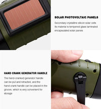 Portable LED Flashlight Tent Light Hand Crank Dynamo Solar Power Torch for Outdoor Camping Hiking Long-range Emergency Lantern