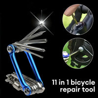 11-in-1 Bike Tool Mini Multitool Kit - Lightweight Stainless Steel Tool Wrench, Screwdriver, Chain, Hexagon Wheel Spoke