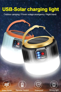 Waterproof Solar LED Camping Light Rechargeable Tent Lamp Portable Lanterns Outdoor Emergency Lights Market Energy Saving Bulb