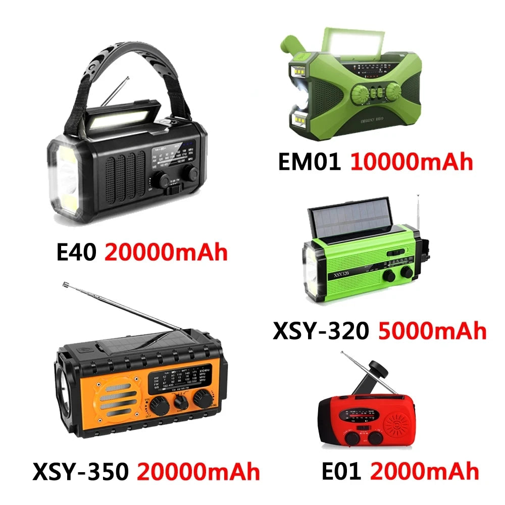 Woopker Emergency Radio 20000mAh XSY-350 FM Radio AM/WB/NOAA Weather Dual USB Rechargeable Solar SOS Alarm Power Bank Flashlight