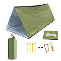 Professional Outdoor Emergency Tent Kit - Includes Ground Pegs, Clips, Whistle, Carabiner & Storage Bag |Portable for travel