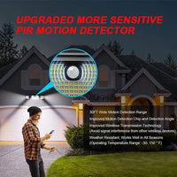 Solar Outdoor Lights Remote Control 3 Heads Motion Sensor Lights IP65 Waterproof 270 Wide Angle Flood Wall Lights with 3 Modes