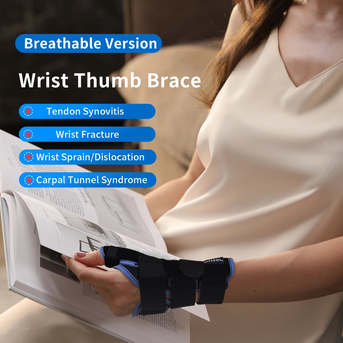 VELPEAU Wrist Brace for Arthritis Pain and Sprain Stable and Breathable Wrist Splint with Thumb Support for Men and Women