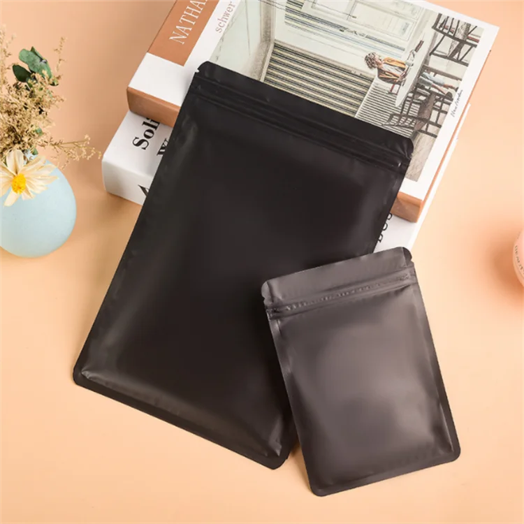 100PCS Matte Black Aluminum Foil Ziplock Packaging Bag DIY Matcha Snack Coffee Sugar Beaf Biscuit Candy Tea Gift Storage Pouches