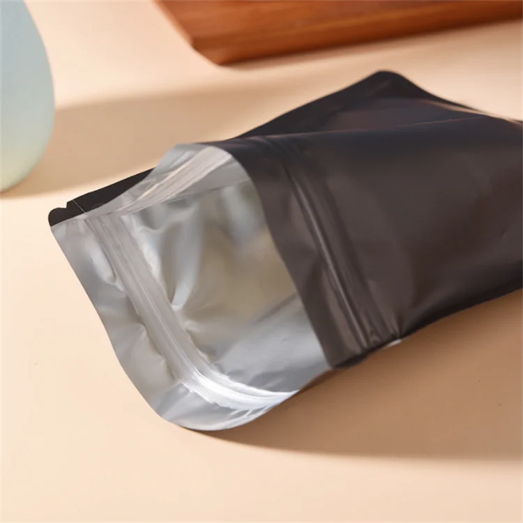 100PCS Matte Black Aluminum Foil Ziplock Packaging Bag DIY Matcha Snack Coffee Sugar Beaf Biscuit Candy Tea Gift Storage Pouches