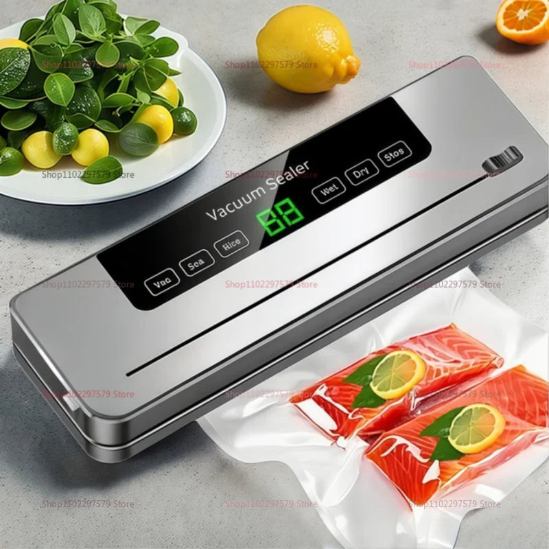 Electric Vacuum Sealer Built-In Cutter Knife Dry/Wet Food Sealed Packaging Kitchen Food Preservation Vacuum Packaging Machine