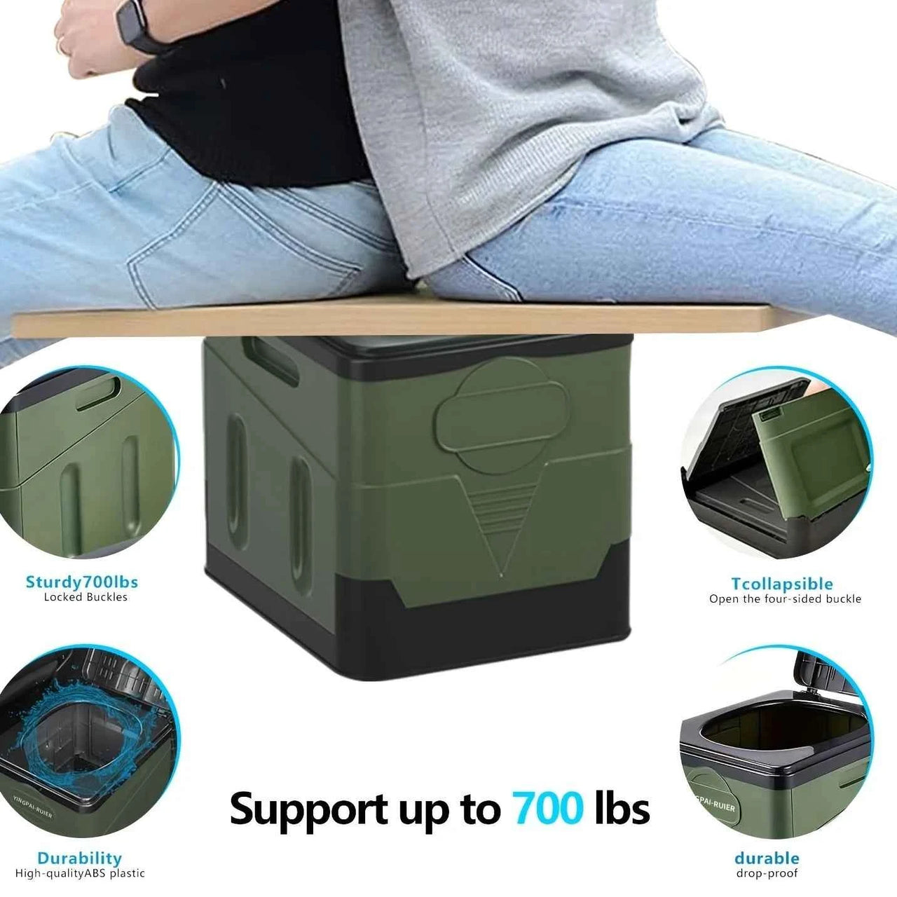 Portable Camping Foldable Toilet Collapsible Portable Potty for Camping Road Trips Emergency Car Use