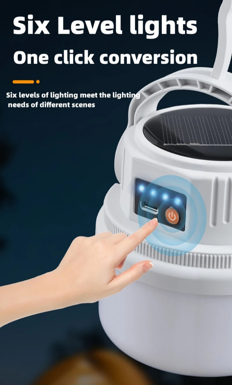 LED Solar Camping Light Solar Bulb Lanterns Rechargeable Portable Waterproof Outdoor Night Flashlight BBQ Hanging Emergency Lamp