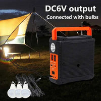 Solar Panel Generator Kit with 3 LED Bulbs Bluetooth Radio Speaker for Outdoor Camping Emergency Power Supply