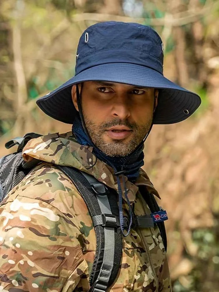 Waterproof Fisherman Hat Outdoor Summer Sun Anti UV Protection Breathable Mesh Camping Hiking Mountaineering Caps Mens Women