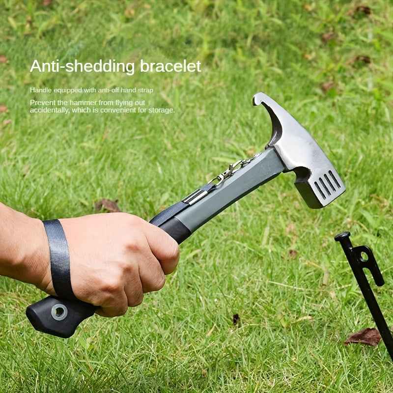 Heavy-Duty Camping Hammer with Tent Stake Remover - Comfort Grip Handle - Secure Carrying Strap - Durable Carbon Steel Head for Outdoor Adventures