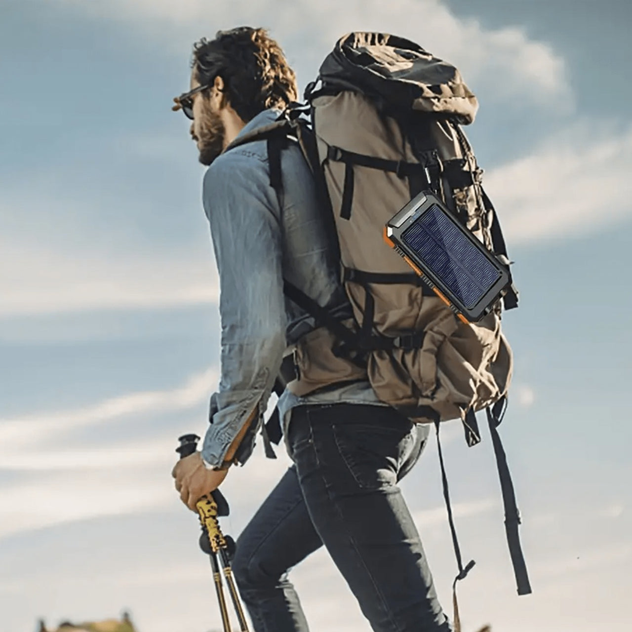 10000mAh/19800mAh/20000mAh Portable Solar Power Bank, Portable Solar Mobile Phone Charger, Camping External Battery Charger for Mobile Phones, 2 USB/ LED Flashlights with Compass