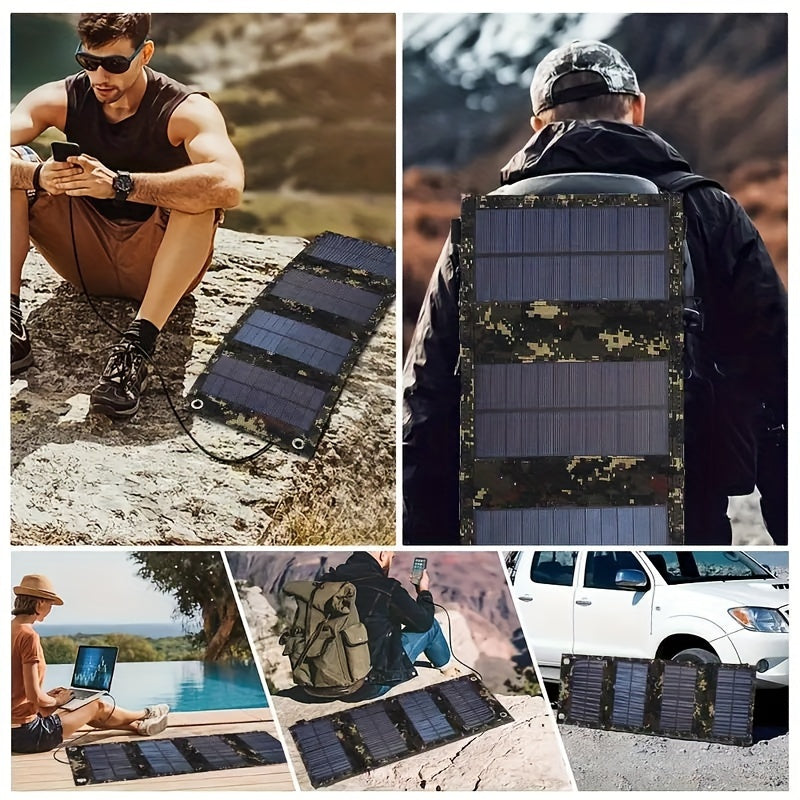 Sunant 10W Portable Folding Solar Charger Panel, 4-in-1 Compact Design, 5V High-Efficiency Durable Solar Power Bank for Camping,