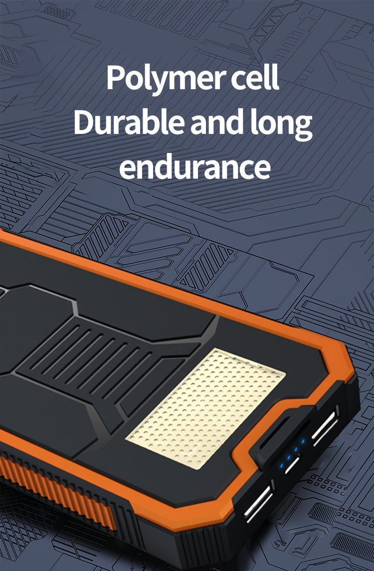 1pc EcoPower 10000mAh Solar Power Bank with LED Light, Dual Output, Portable Charger with Voltage Display, USB & Battery Powered, Universal Compatibility, Rechargeable Lithium Polymer Battery