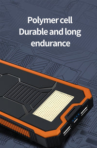 1pc EcoPower 10000mAh Solar Power Bank with LED Light, Dual Output, Portable Charger with Voltage Display, USB & Battery Powered, Universal Compatibility, Rechargeable Lithium Polymer Battery