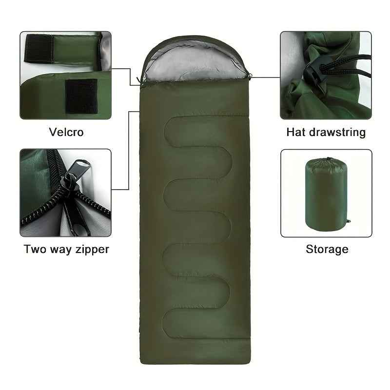 Pacoone Lightweight 4-Season Camping Sleeping Bag - Warm & Cold Envelope, Drawstring Closure, Durable Nylon, Ideal for Outdoor Travel & Hiking, Camping Accessories