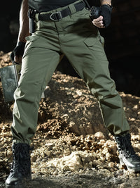 Warm & Durable Men's Tactical Pants - Fleece-Lined Polyester-Spandex Blend, Casual Style with Multiple Pockets & Adjustable Waistband for Winter Outdoor Activities - Seeds-or-Survival