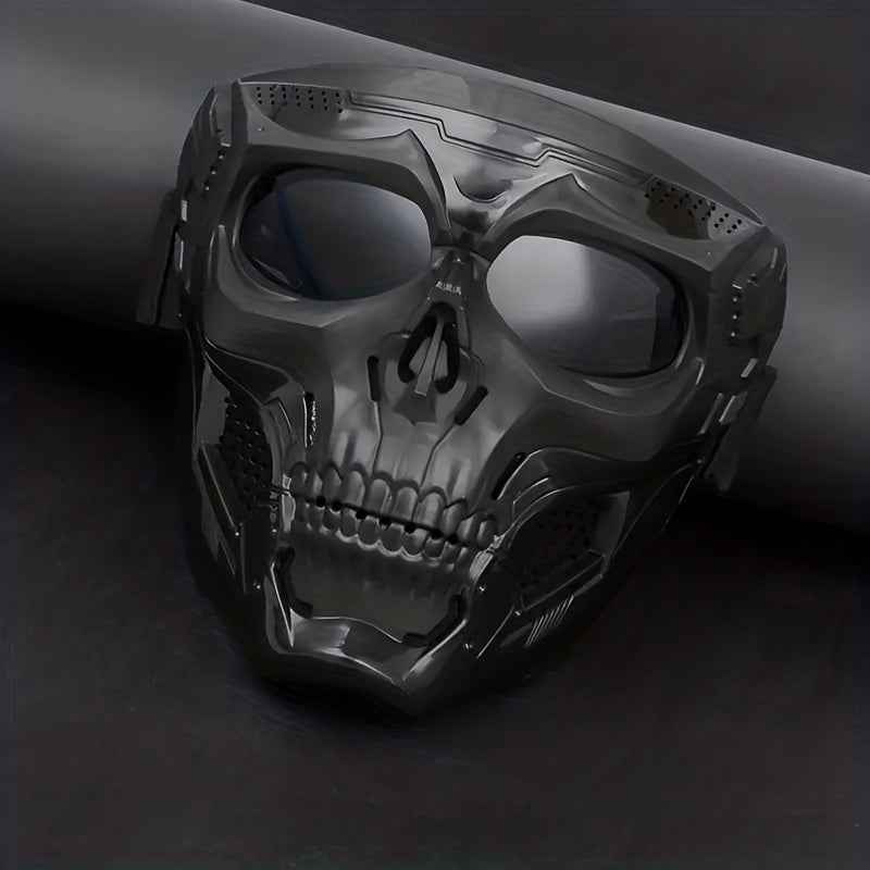 Skull Mask Full Face Protective Goggles - Windproof, Tactical Outdoor Cycling & Motorcycle Riding Eyewear With Drawstring Closure For Adults