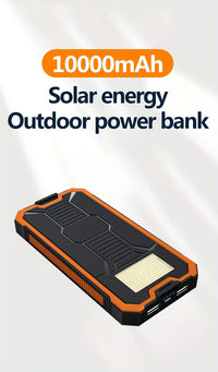 1pc EcoPower 10000mAh Solar Power Bank with LED Light, Dual Output, Portable Charger with Voltage Display, USB & Battery Powered, Universal Compatibility, Rechargeable Lithium Polymer Battery