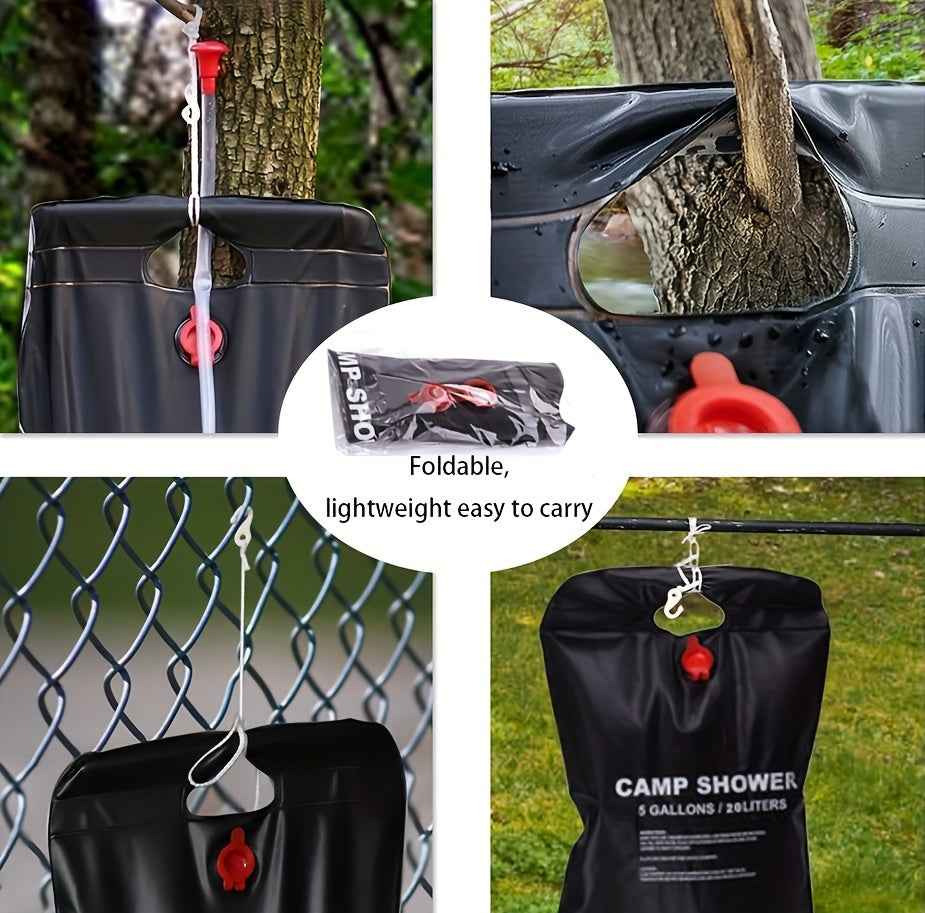 20L Portable Camping Shower Bag With Removable Hose & On-off Switchable Shower Head, Perfect For Outdoor Camping & Traveling